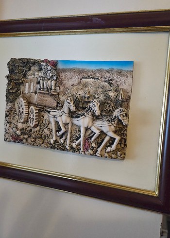 At Arabalı Eski Sahne Kabartma Tablo - Görsel 3