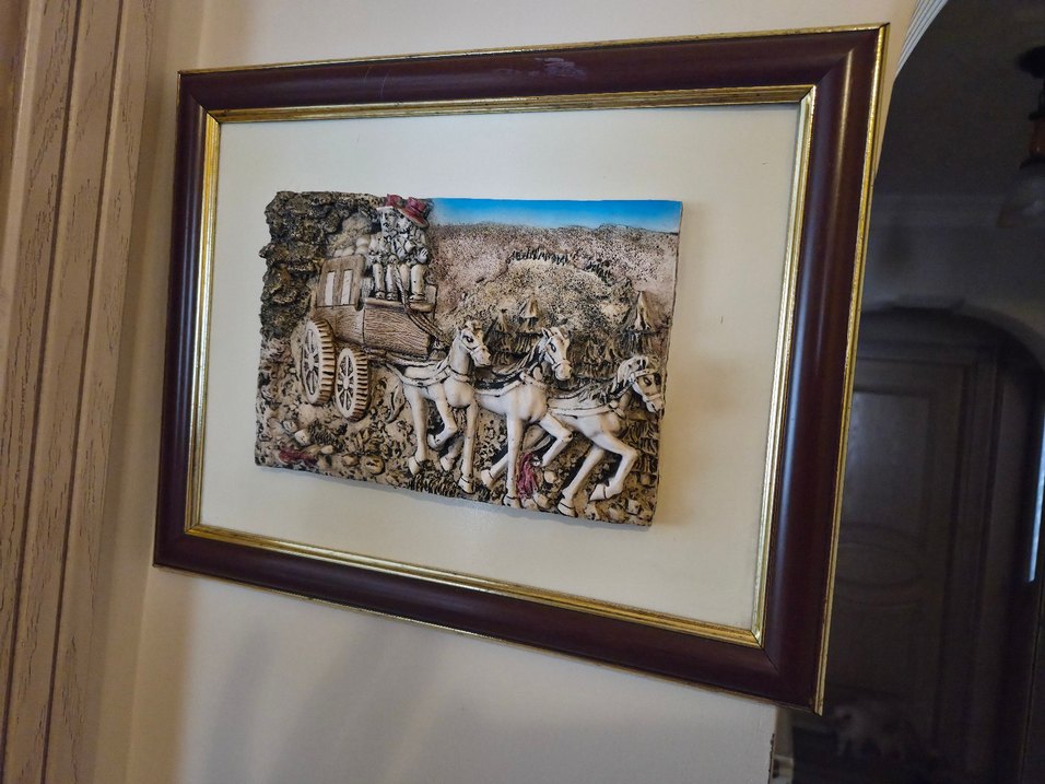 At Arabalı Eski Sahne Kabartma Tablo - Görsel 3