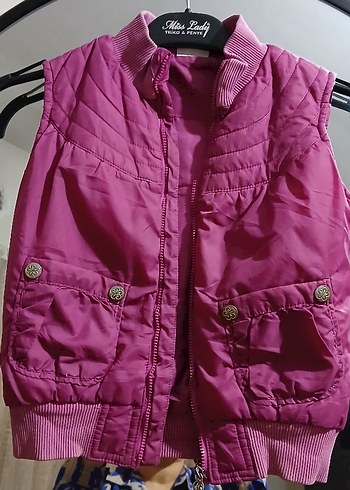 Kız Çocuk Mor Düğmeli Yelek - Görsel 2