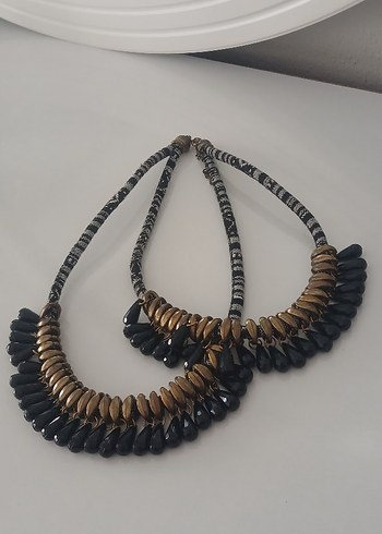 Bohem Siyah Boncuklu Uzun Kolye - Görsel 3