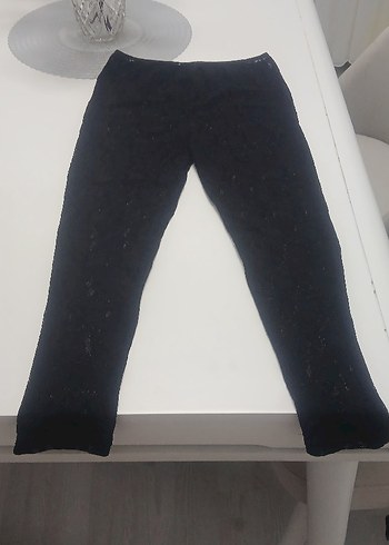 bayan siyah dantelli tayt - Görsel 3