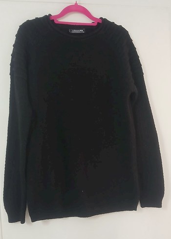 Siyah Kadın Uzun Kollu Bisiklet Yaka Kazak - Görsel 3