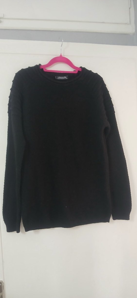 Siyah Kadın Uzun Kollu Bisiklet Yaka Kazak - Görsel 3