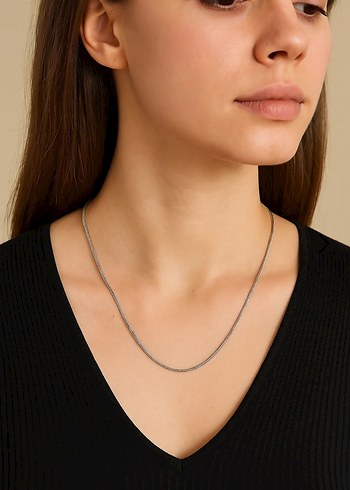 Uzun Zincir Detaylı Mor Kadın Kolye - Görsel 2