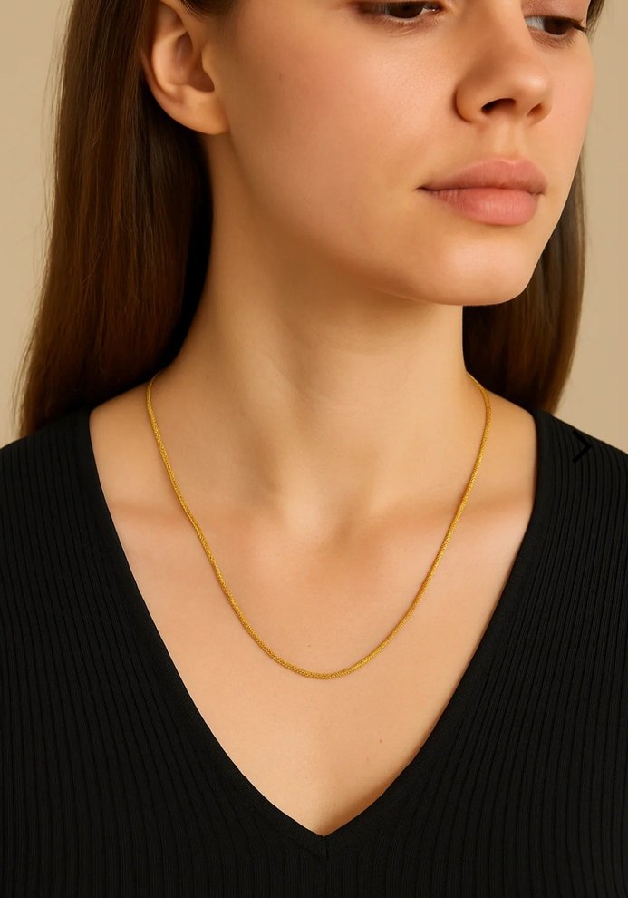 Uzun Zincir Detaylı Altın Renkli Yılan Desenli Kadın Kolye - Görsel 2