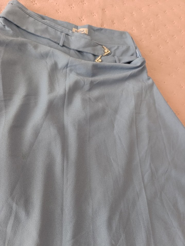 Bohem Gri Uzun Keten Etek - Görsel 3