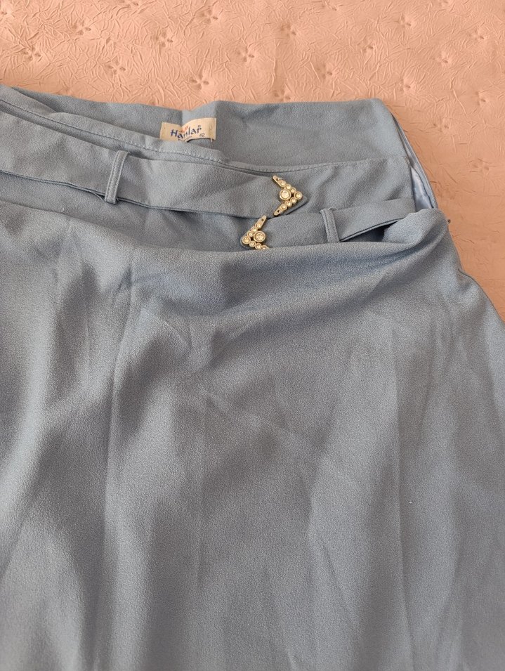 Bohem Gri Uzun Keten Etek - Görsel 2