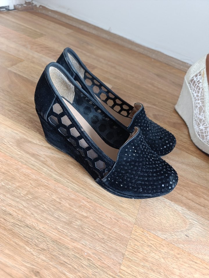 Siyah Payetli Dolgu Topuk Espadril - Görsel 2