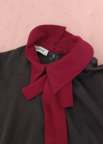 Uzun Kollu Bordo Fiyonk Detayli tunik - Görsel 3