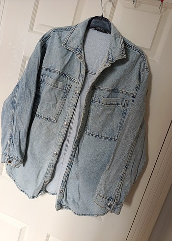 Kadın Gri Denim Midi Ceket - Görsel 3