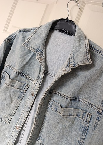 Kadın Gri Denim Midi Ceket - Görsel 2