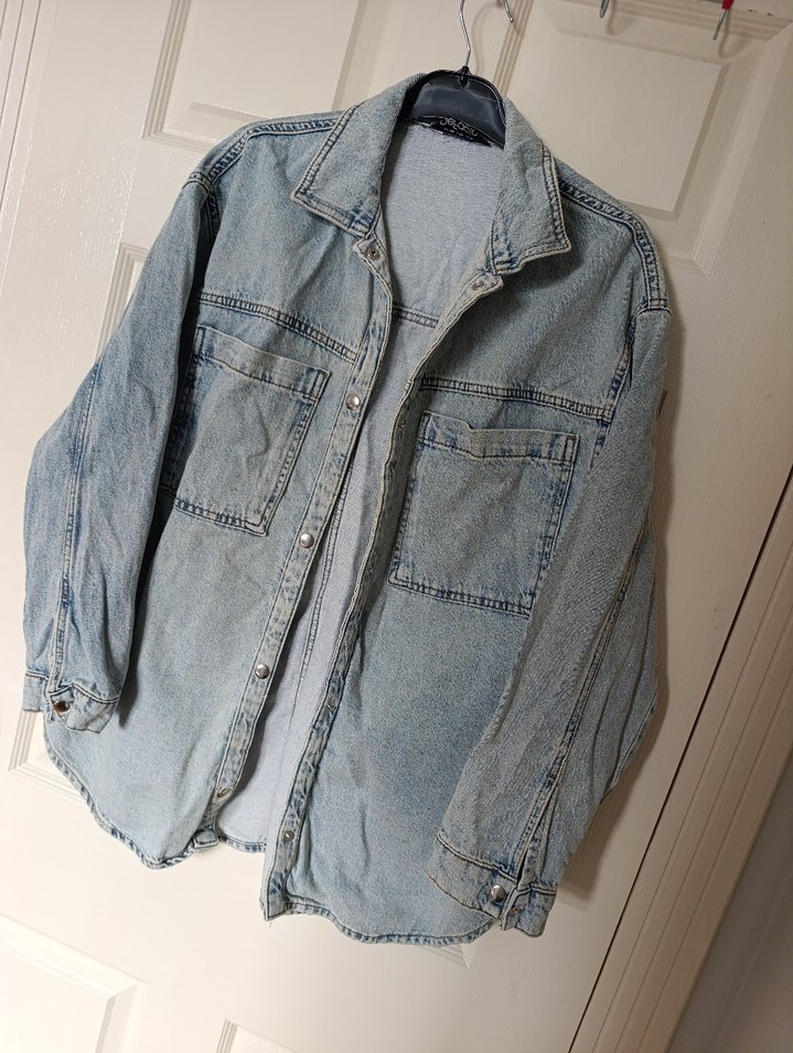 Kadın Gri Denim Midi Ceket - Görsel 3