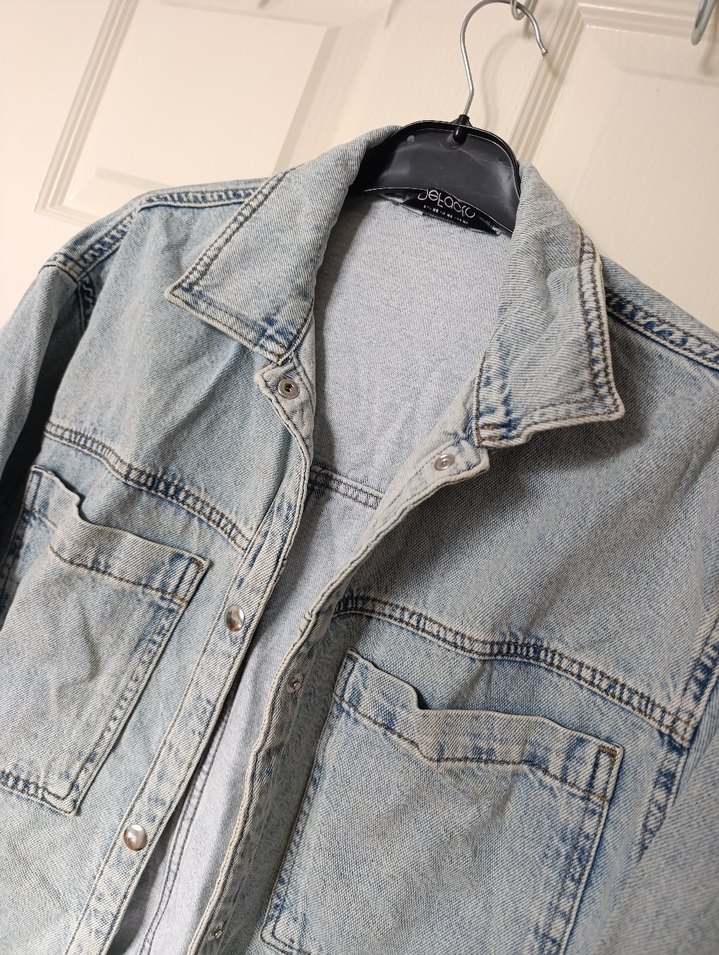 Kadın Gri Denim Midi Ceket - Görsel 2