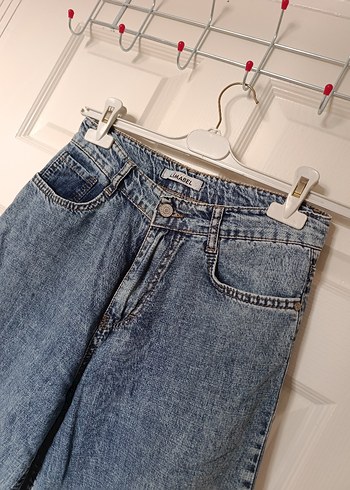 Mavi Bol Kesim Midi Denim Kadın Jean - Görsel 3