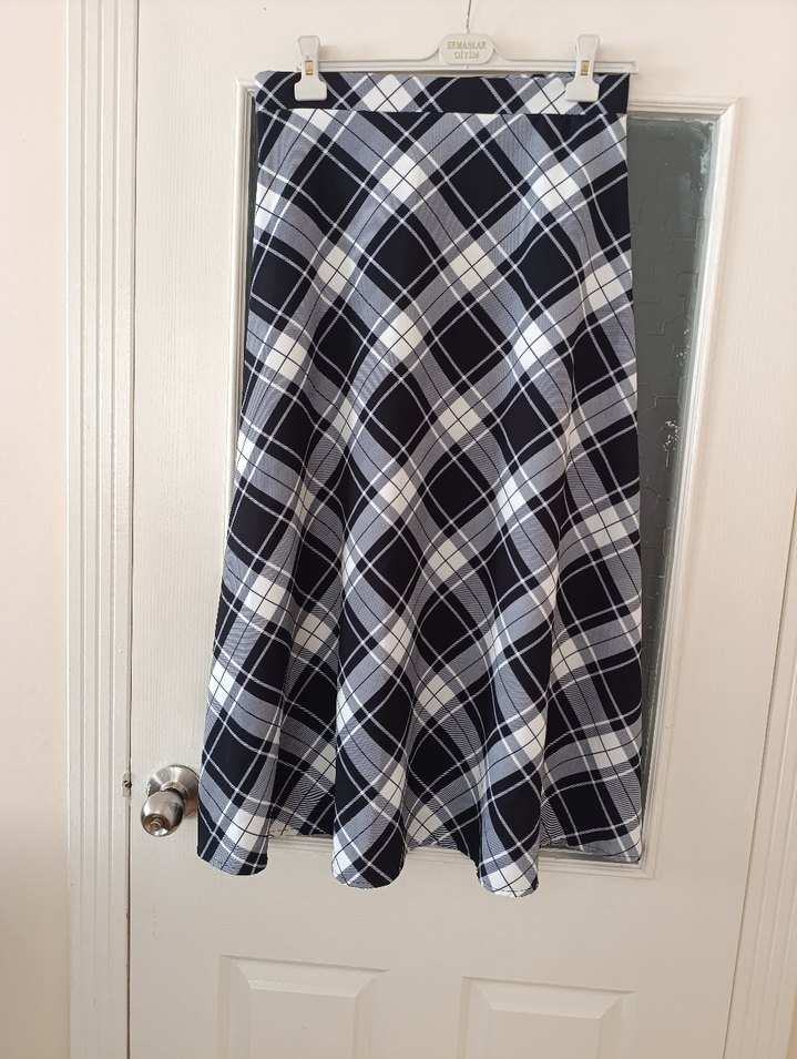 Ekose Desenli Midi Kadın Etek - Görsel 2