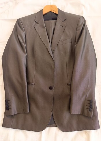 Düğmeli gri  Erkek Takım Elbise - Görsel 5