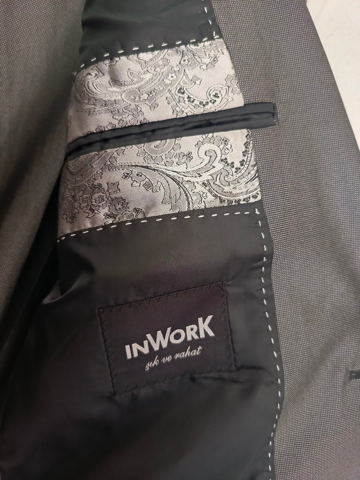 Düğmeli gri  Erkek Takım Elbise - Görsel 2