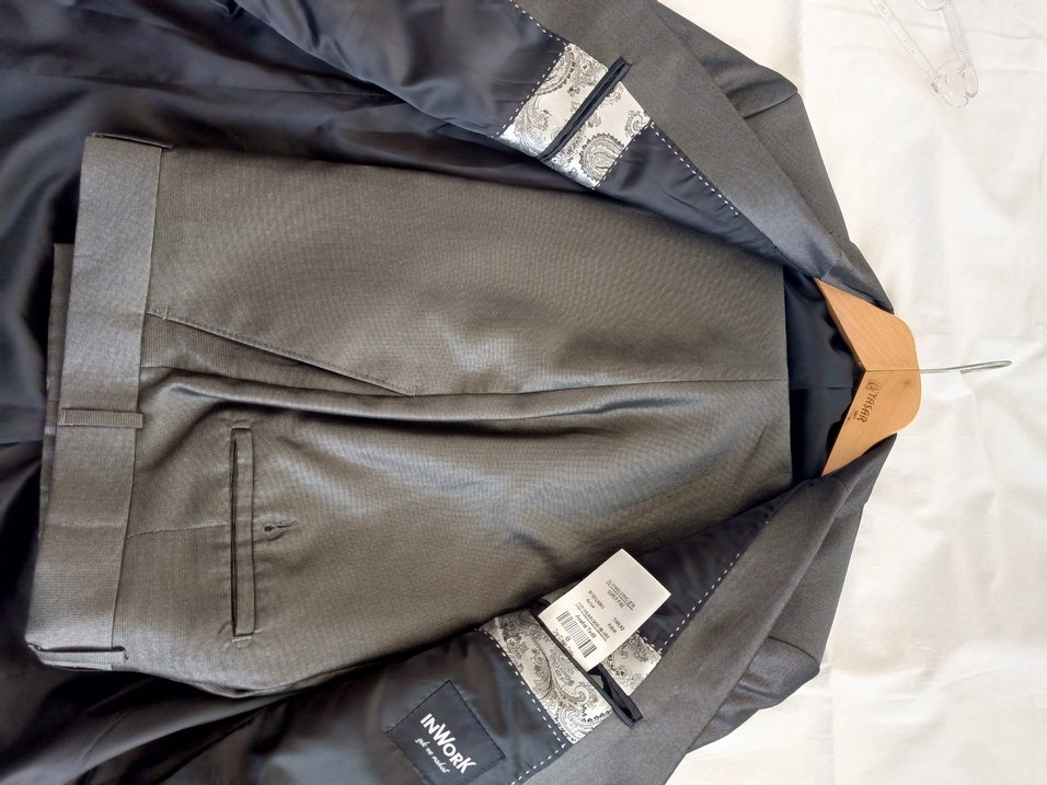 Düğmeli gri  Erkek Takım Elbise - Görsel 4