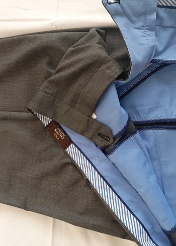 Gri renk kumaş Erkek Ofis Pantolonu, Kemerli, Normal Boy - Görsel 2