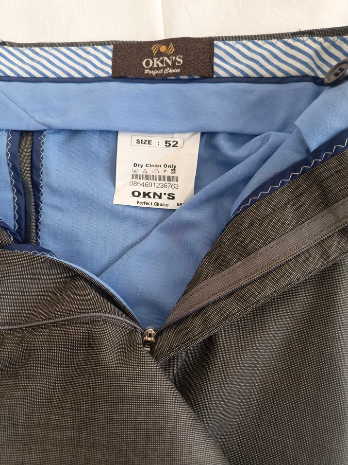 Gri renk kumaş Erkek Ofis Pantolonu, Kemerli, Normal Boy - Görsel 5