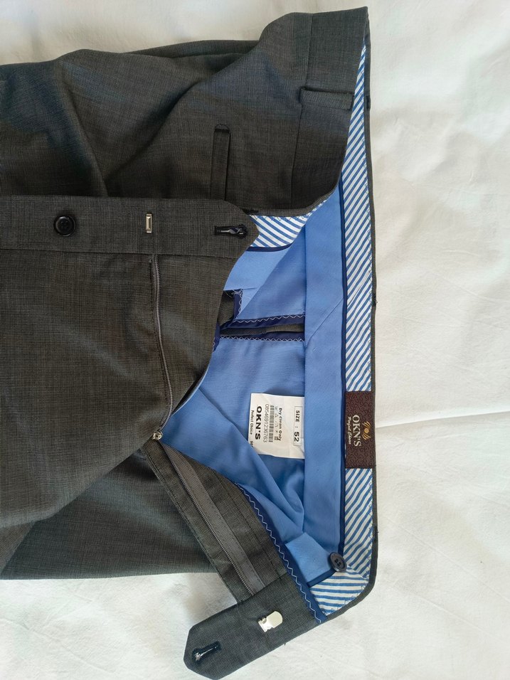 Gri renk kumaş Erkek Ofis Pantolonu, Kemerli, Normal Boy - Görsel 4