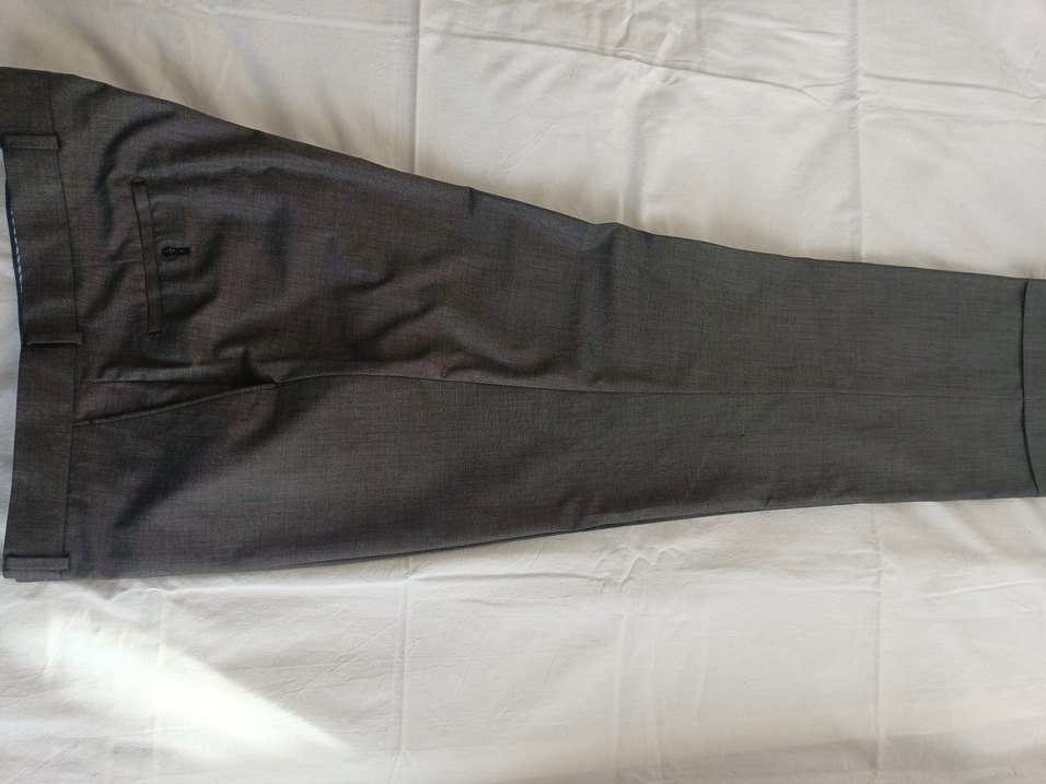 Gri renk kumaş Erkek Ofis Pantolonu, Kemerli, Normal Boy - Görsel 3