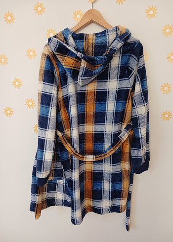 Kapüşonlu Kadın Ekose Sabahlık - Görsel 5