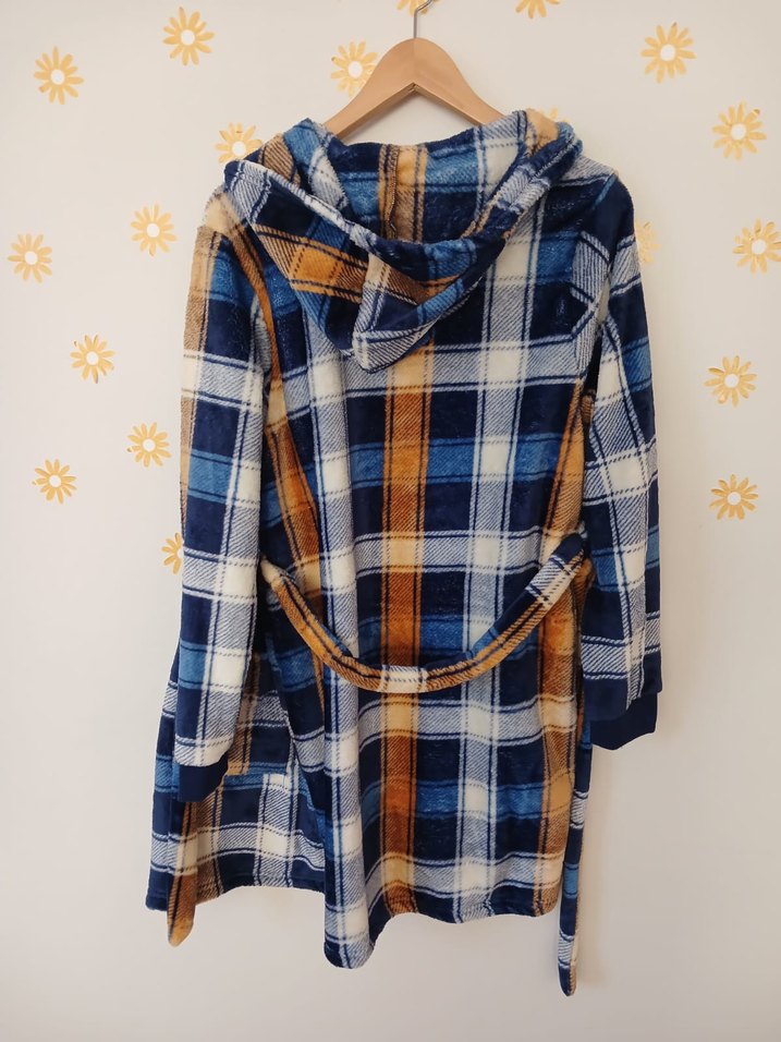 Kapüşonlu Kadın Ekose Sabahlık - Görsel 5