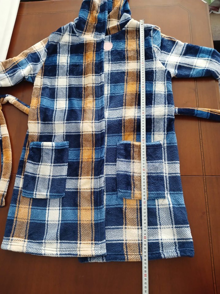 Kapüşonlu Kadın Ekose Sabahlık - Görsel 2