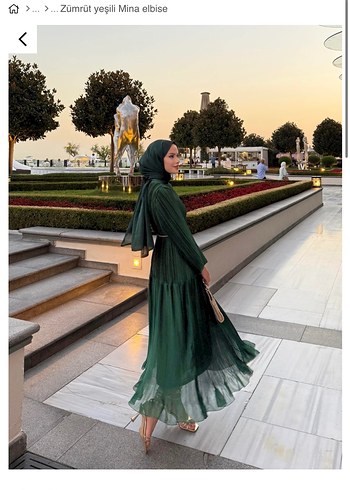 Zümrüt Yeşili Piliseli Uzun Elbise ve şal - Görsel 5