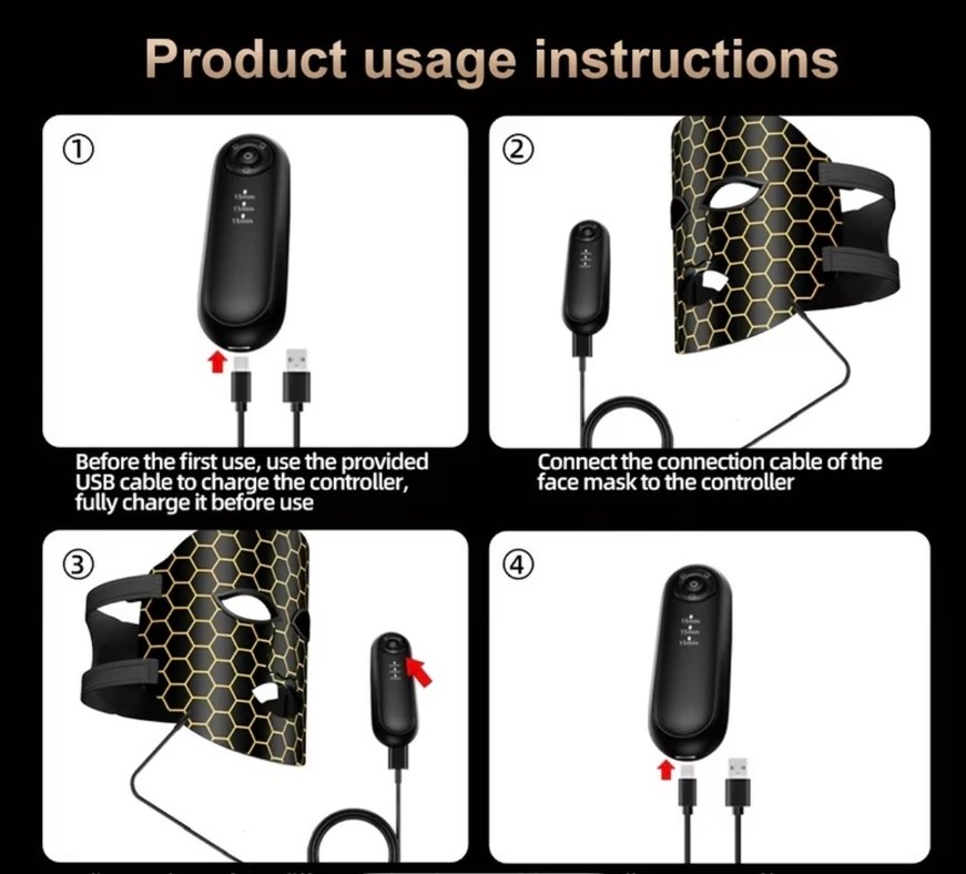 Kırmızı Yüz Temizleme ve Işık Terapisi Maskesi - Görsel 3