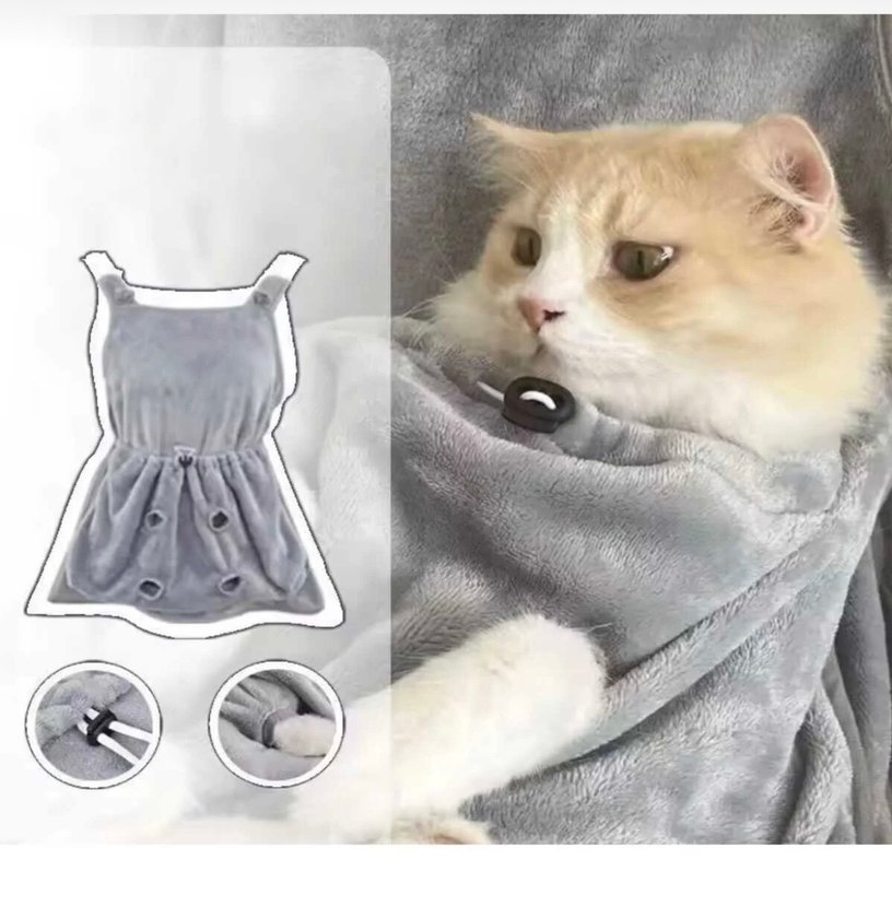 Gri Evcil Hayvan Bakım ve Taşıma Önlüğü - Görsel 2