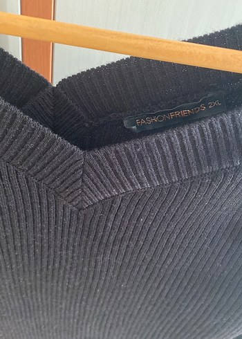 Siyah V Yaka İnce Triko Kadın Kazak - Görsel 2