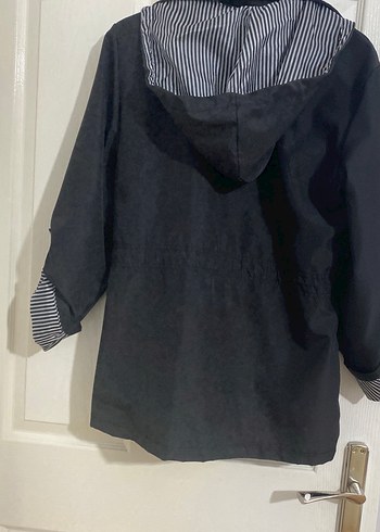 Düğmeli Siyah Midi Kadın trenckot - Görsel 3