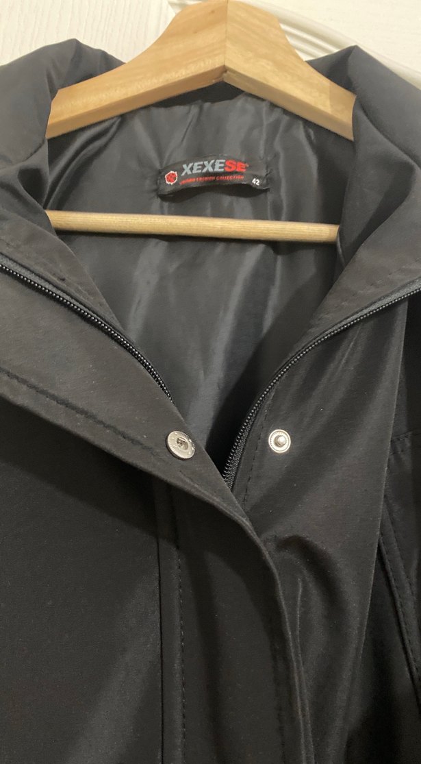 Düğmeli Siyah Midi Kadın trenckot - Görsel 2