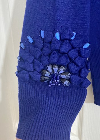 Mavi Düğmeli Kadın Triko Kazak - Görsel 3