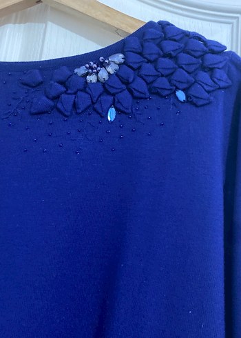 Mavi Düğmeli Kadın Triko Kazak - Görsel 4