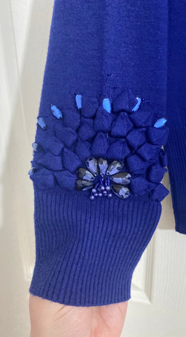 Mavi Düğmeli Kadın Triko Kazak - Görsel 3