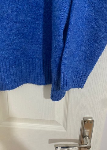 Kadın Mavi Örgü Yün Kazak - Görsel 4