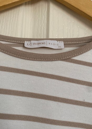 Bej Çizgili Uzun Kollu Hamile Tişört - Görsel 2