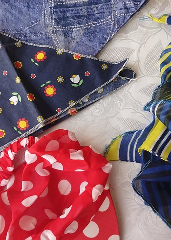 Renkli Puantiyeli genç kız şapkası, Karadeniz boncuklu bandana - Görsel 3