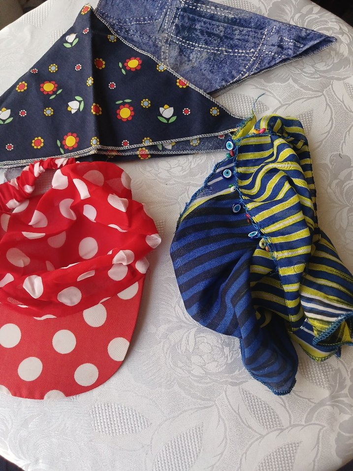 Renkli Puantiyeli genç kız şapkası, Karadeniz boncuklu bandana - Görsel 2