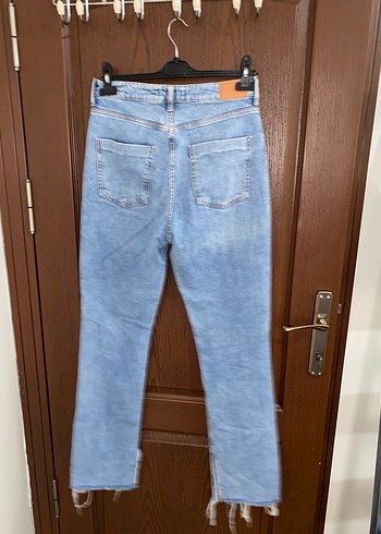 Mavi Bağlamalı Midi Boy Kadın Kot Pantolon - Görsel 4