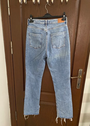 Mavi Bağlamalı Midi Boy Kadın Kot Pantolon - Görsel 3