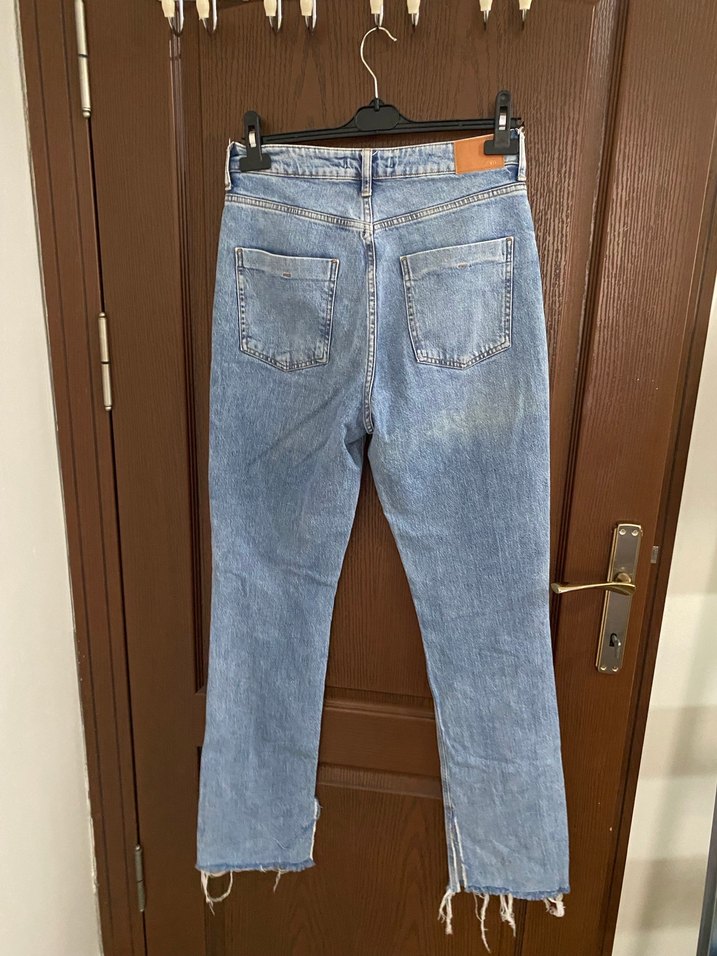 Mavi Bağlamalı Midi Boy Kadın Kot Pantolon - Görsel 3