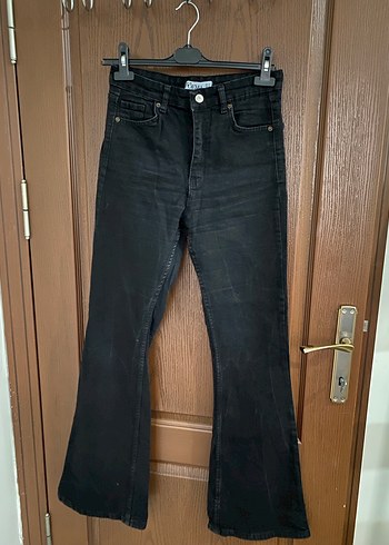 Siyah Bol Kesim Midi Boy Kot Pantolon - Görsel 2