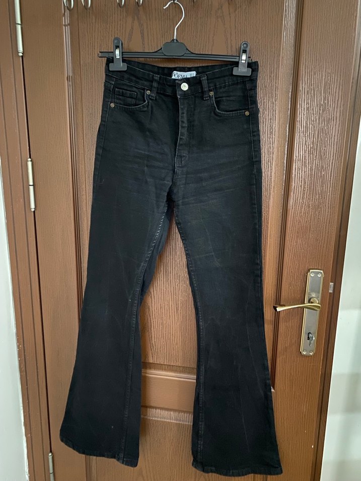 Siyah Bol Kesim Midi Boy Kot Pantolon - Görsel 2