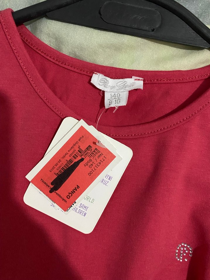 Kız Çocuk Koyu Kırmızı Baskılı Tişört - Görsel 2