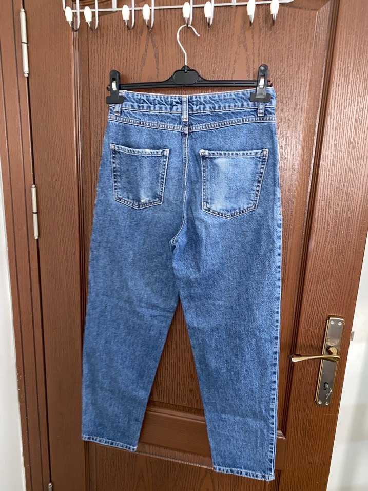 Kadın Mavi Bol Kesim Midi Kot Pantolon - Görsel 2