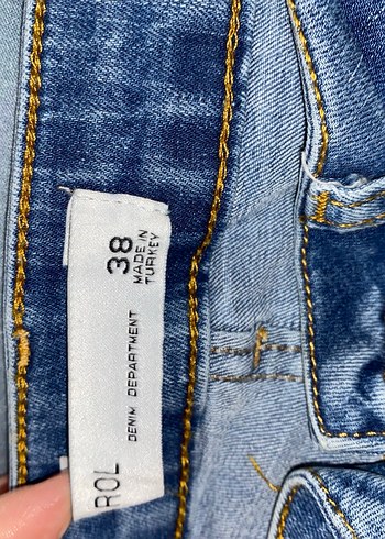 Kadın Mavi Bağcıklı Midi Denim Pantolon - Görsel 5